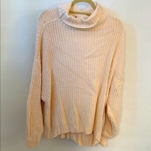 Free People light pink chunky Turtleneck Sweater